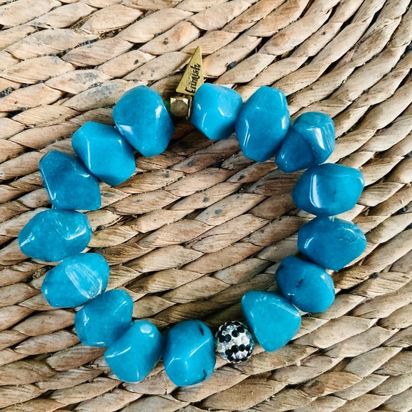 ERIMISH BRACELET - STUNNING GENUINE TEAL AGATE STONE- STRETCH -NEW CONDITION - Picture 7 of 11